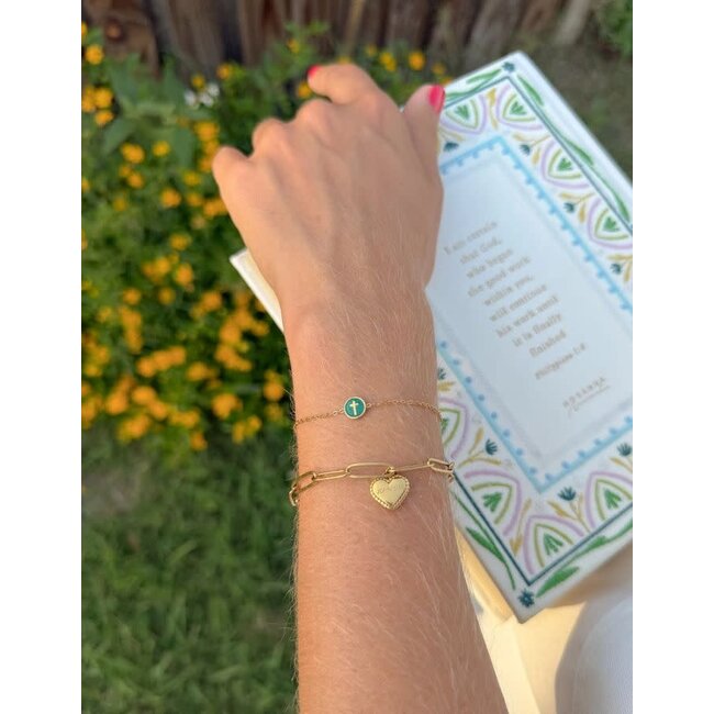 Emerald Agape Cross Link Bracelet