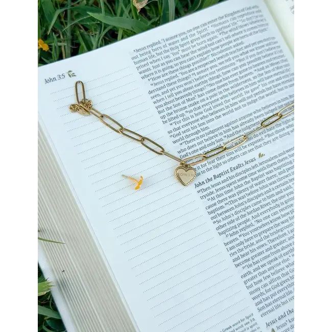 John 3:16 Heart Oversized Paperclip Chain Bracelet