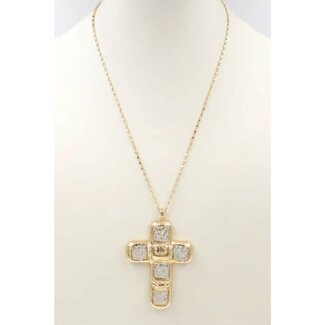 Gold Chain with Squared Pearl and Gold 16"-18" Necklace
