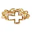 Worn Gold Linked Stretch Bracelet with Cross