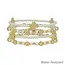 Water Resistant Pearl and Gold Beaded with Cross Set of 4 Stretch Bracelets