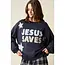 Jesus Saves Patchwork Crew Neck Sweatshirt