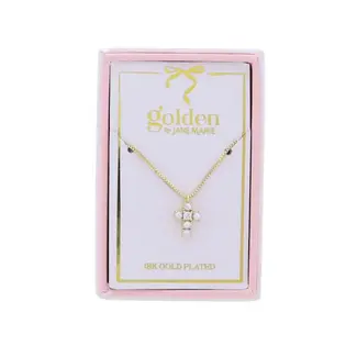 Kids 18K Gold Plated Necklace with Pearl Cross