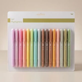 Gel Highlighters 16 Pack, No Bleed, Twist-Up, Vibrant