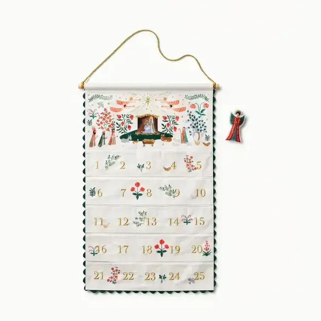 Nativity Embroidered Hanging Advent Calendar