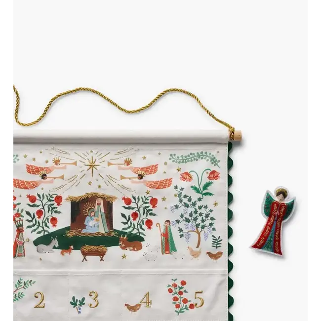 Nativity Embroidered Hanging Advent Calendar