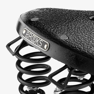 Brooks England Brooks B135 Unisex - Black Top - Chrome Steel w/Double Springs