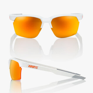 100% 100% SPORTCOUPE® - Soft Tact White - HiPER Red Multilayer Mirror Lens