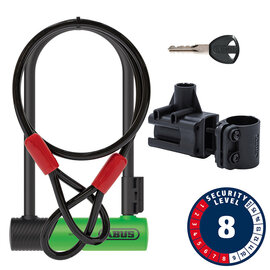 Abus Ultra 410K + Cobra, U-Lock, Key, 12mm, 170x230mm, 6.7''x9'', Green