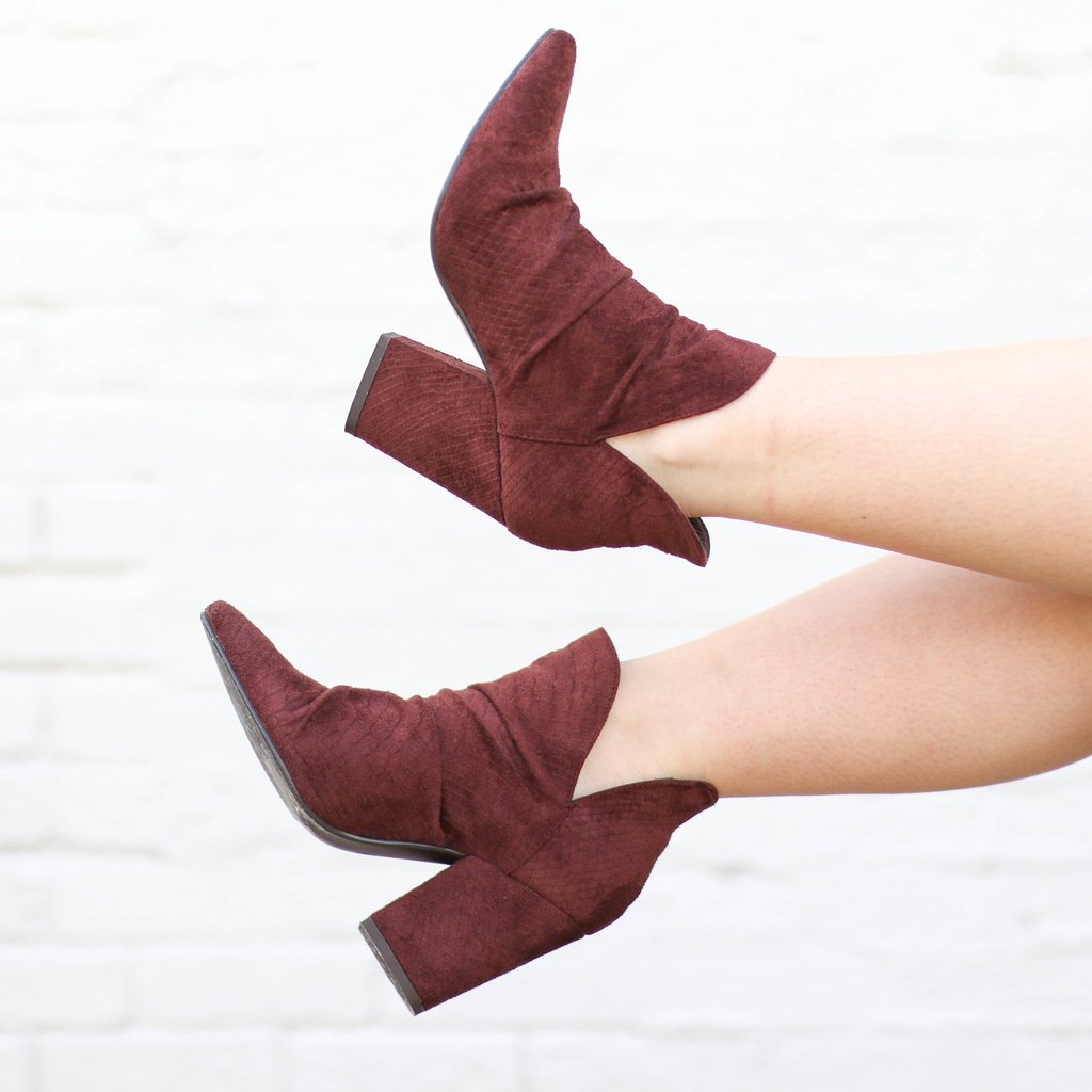 maroon bootie