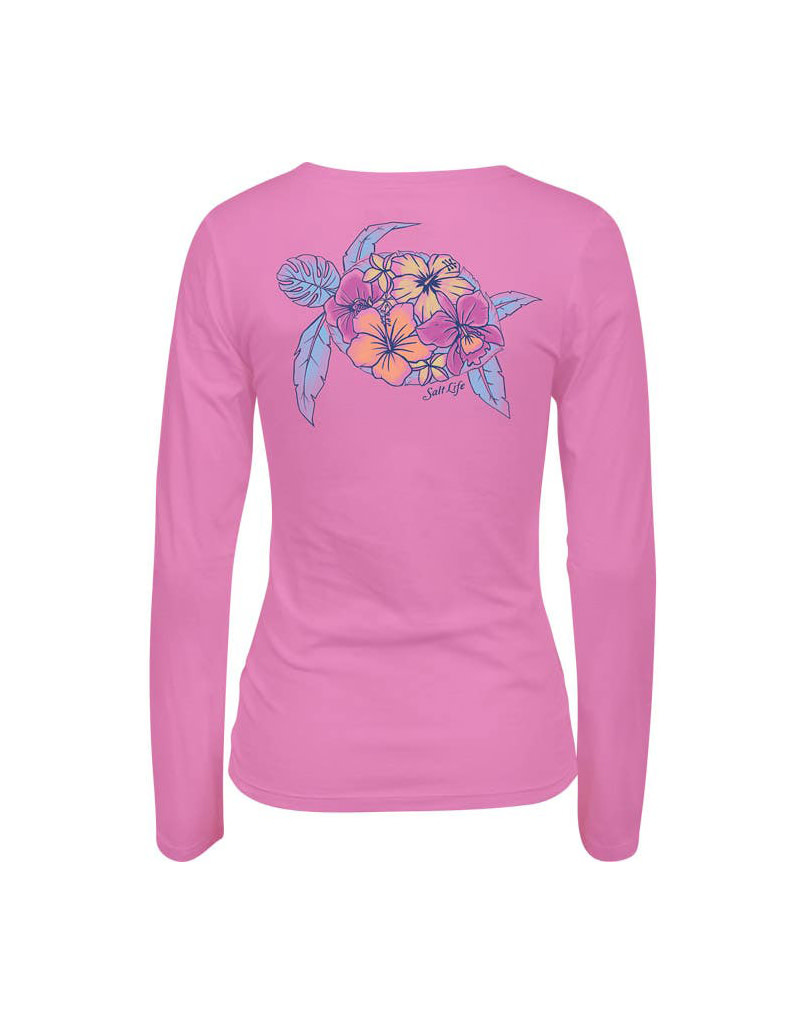 Saltlife LLC Saltlife Tropical Turtle V-Neck LS Womens Tee