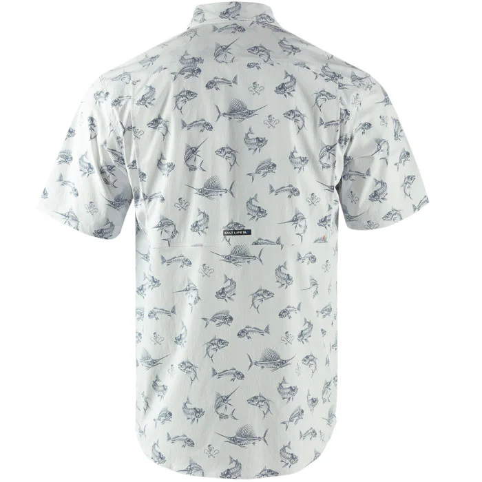 Salt Life Men's Call for Kelp Printed Shirt, White, Medium, Cotton