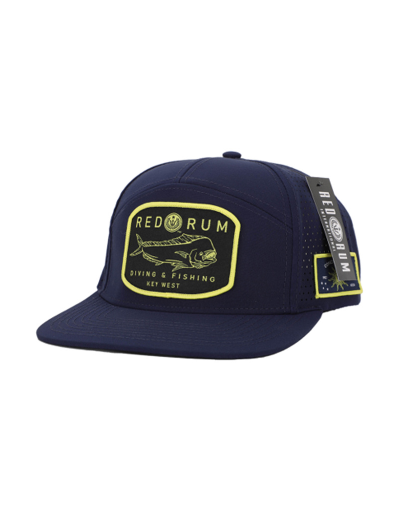 Red Rum Perforated Mesh Fishing Hat Mahi Navy Blue - Force-E Scuba Centers