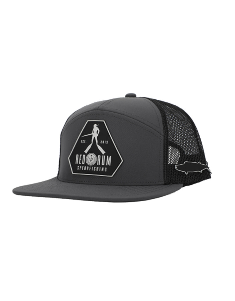 RedRum International Red Rum Spearfishing Mesh Snapback Hat Charcoal Gray & Black