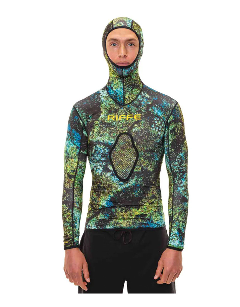 Riffe Riffe  Eco Hooded Long Sleeve Rash Guard with Loading Pad