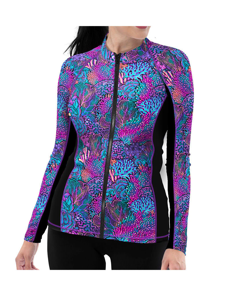 Spacefish Army Spacefish Army Full Zip Up Coral Kaleidoscope Rashguard