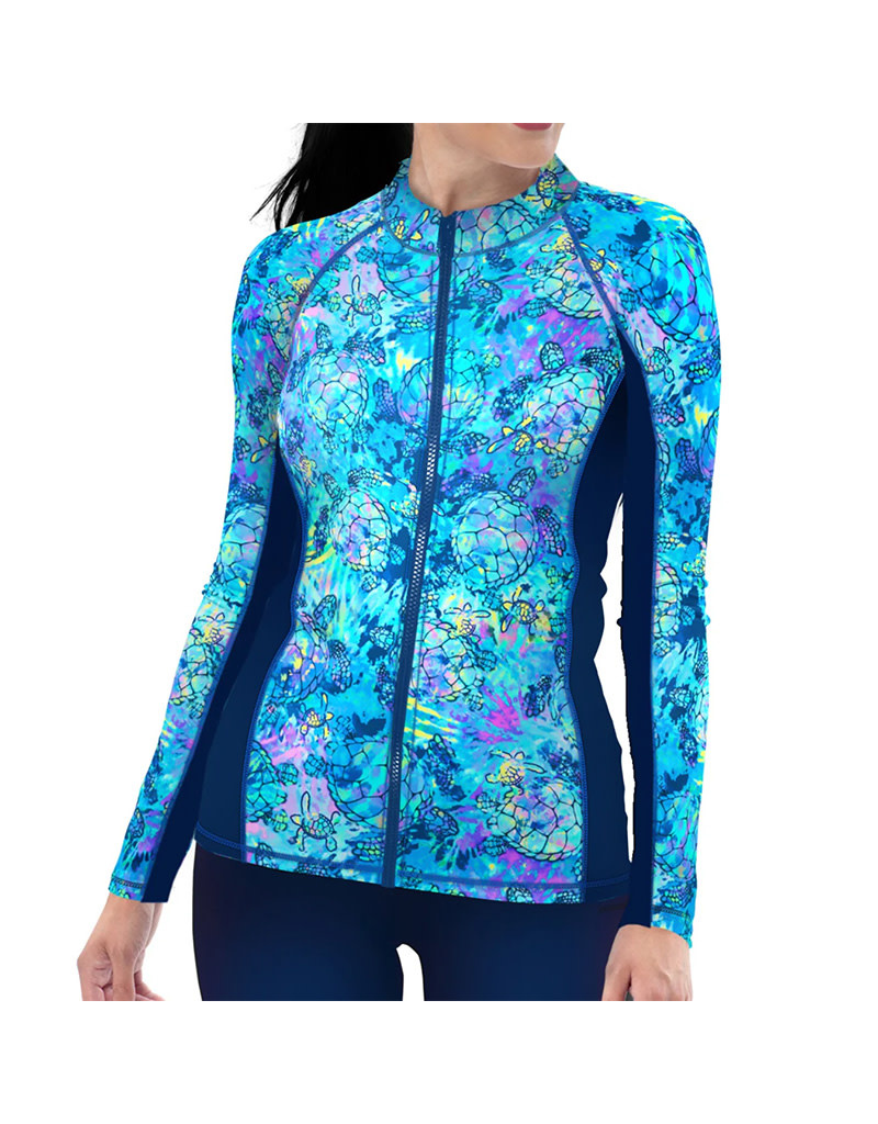 Spacefish Army Spacefish Army Eco-friendly Full Zip Up Turtle Tie Dye Rash  Guard