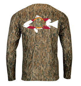 3rd ReefLine Mossy Oak Bottomland camo Performance Shirt with Florida Flag Diver Design