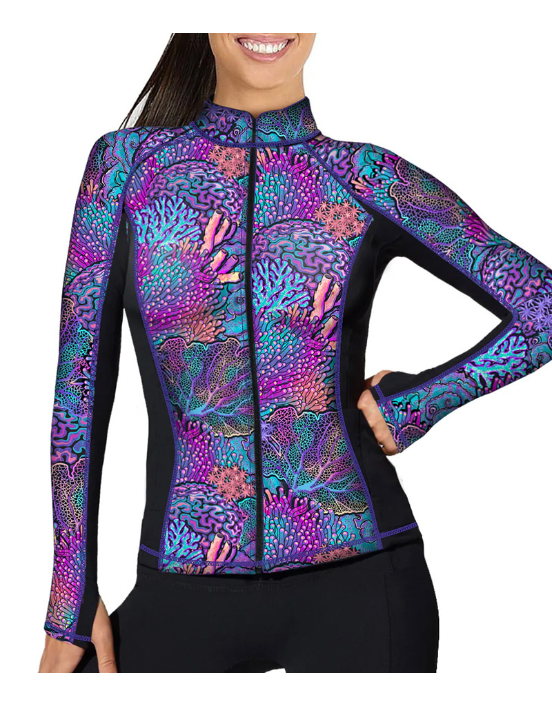 Spacefish Army Spacefish Army Full Zip Up Coral Kaleidoscope Rashguard