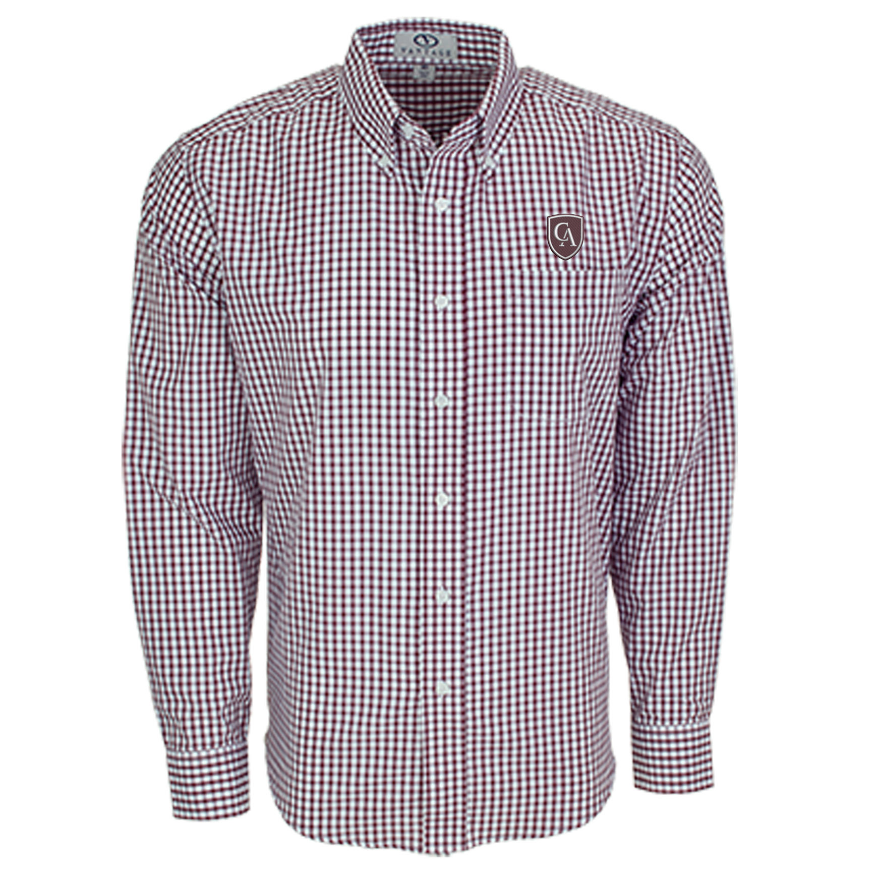 Vantage Vantage Men's Easy-Care Gingham Check Shirt with shield #1107
