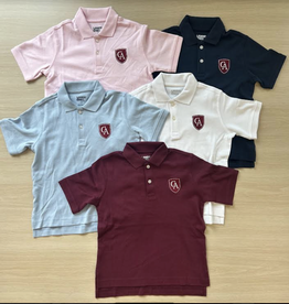 Lands End Youth Lands End Interlock Short Sleeve Polo with Shield