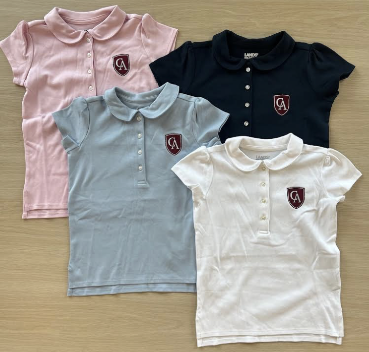 Lands End Lands End Girls Interlock Peter Pan Collar Polo with Shield