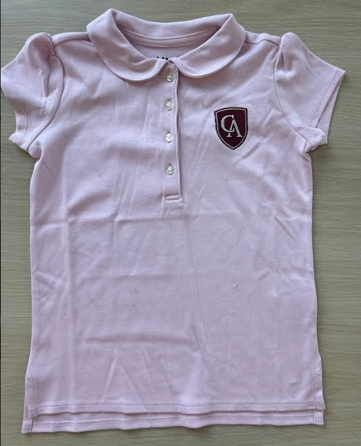 Lands End Lands End Girls Interlock Peter Pan Collar Polo with Shield