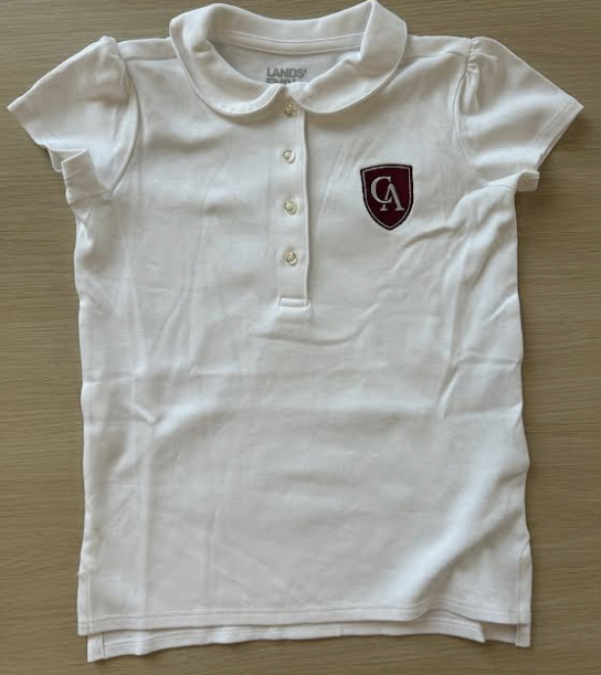 Lands End Lands End Girls Interlock Peter Pan Collar Polo with Shield