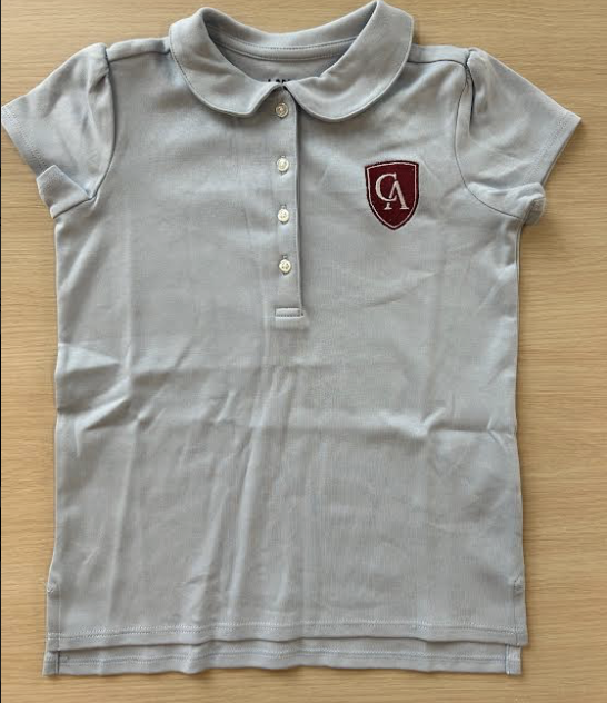 Lands End Lands End Girls Interlock Peter Pan Collar Polo with Shield