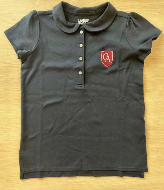 Lands End Lands End Girls Interlock Peter Pan Collar Polo with Shield