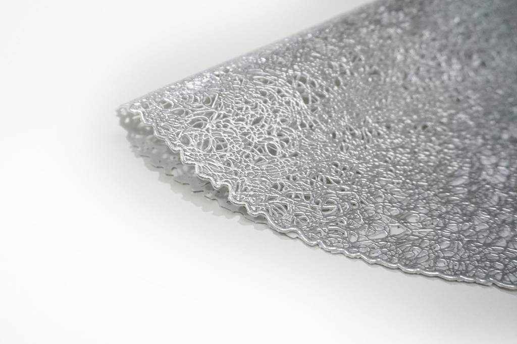 Pressed Scribble Silver Round Placemat Timeless Table Pressed Scribble Silver Round Placemat, Silver Placemats For Round Table