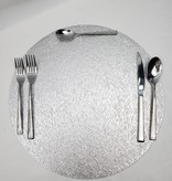 Pressed Scribble Silver Round Placemat