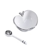 White/ Silver Apple Bowl and Spoon