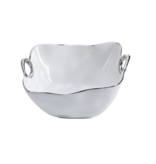 Handle White & Silver Small Square Bowl
