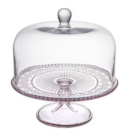 Pink Claro Cake Plate with Dome