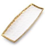 White Oblong Tray With Gold Rim