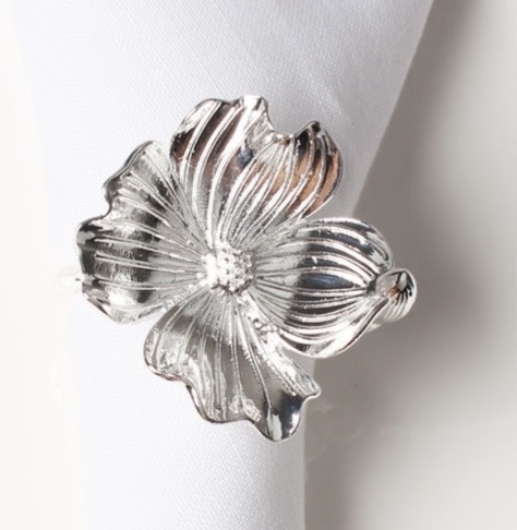 Silver Flower Napkin Ring Timeless Table