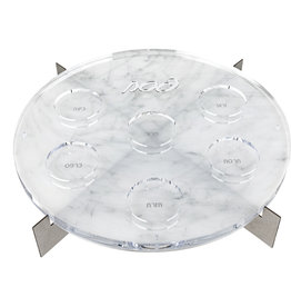 Metal Seder Plate Marble/Silver