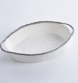 Oval White/ Silver Baking Dish