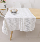 TC1401- 70 x 120 White Dotted Silver Foil Print Tablecloth