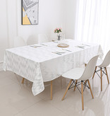 TC1401- 70 x 144  White Dotted Silver Foil Print Tablecloth