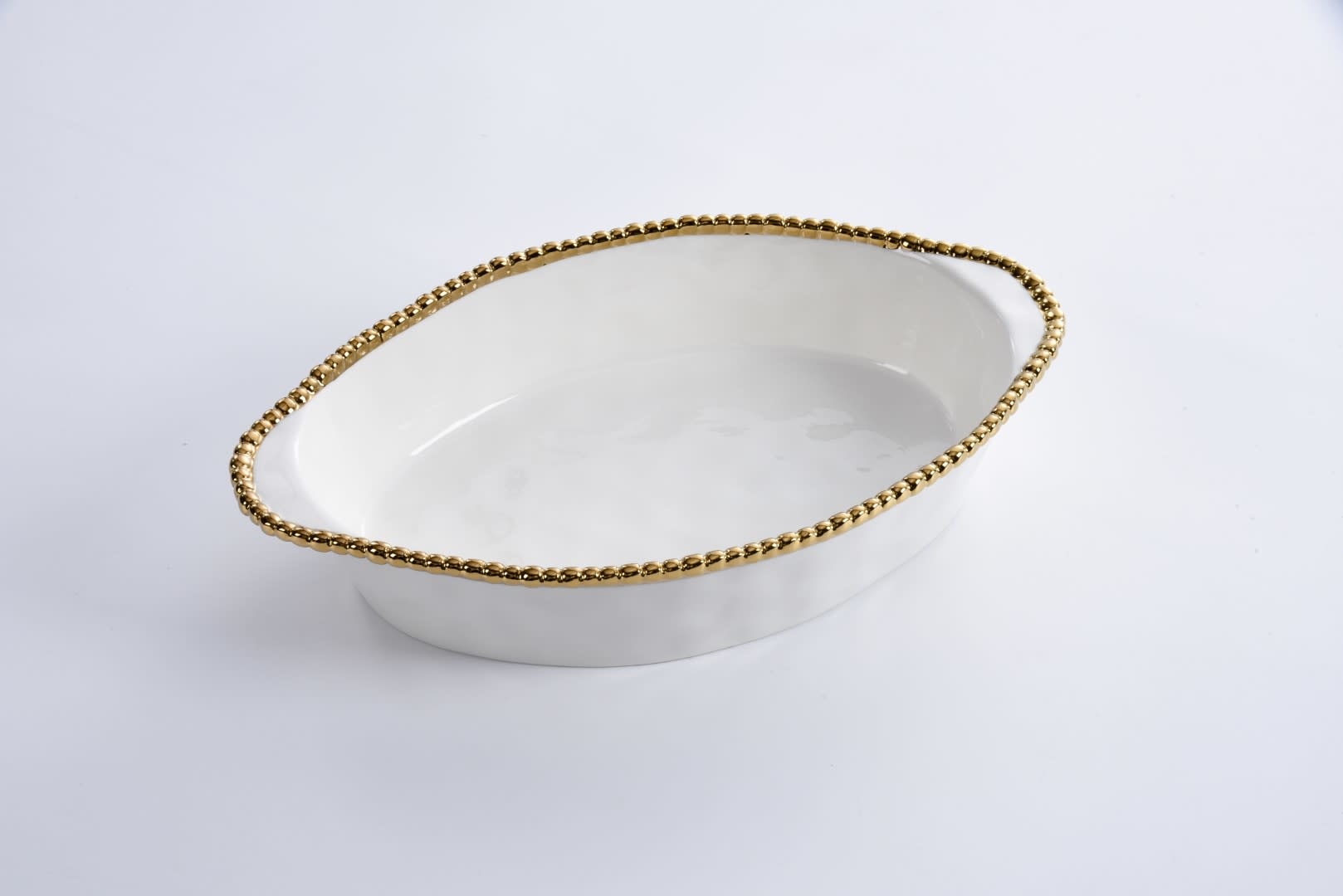 Oval White/ Gold Baking Dish