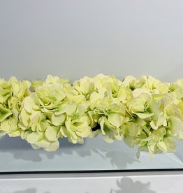 18"  Mirror Vase With Green Hydrangeas