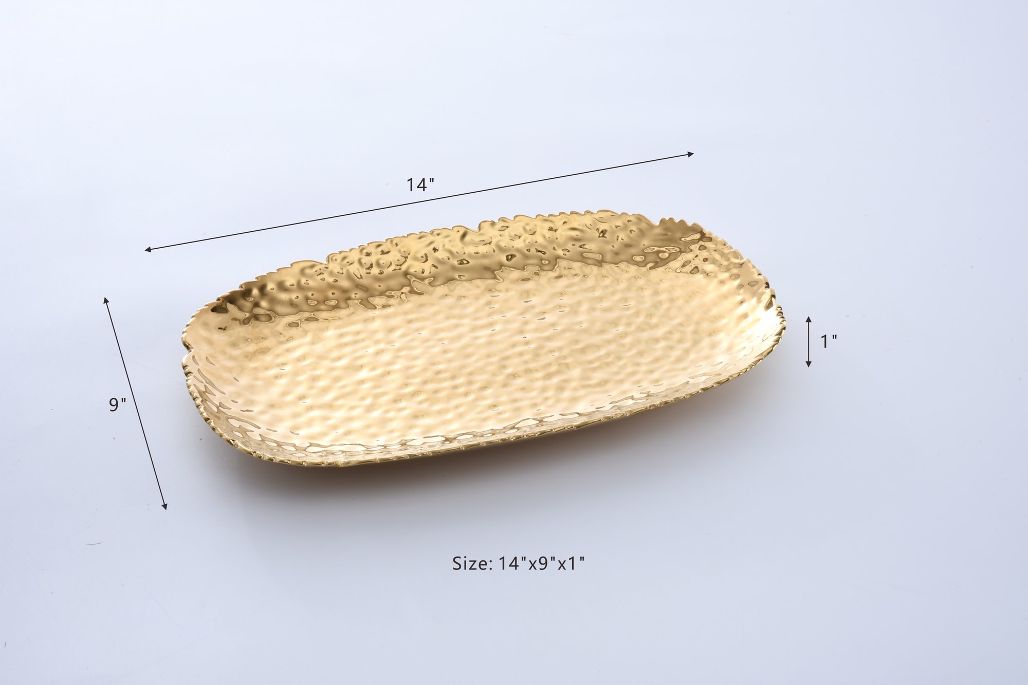 Large Rectangle Ceramic Tray Gold
