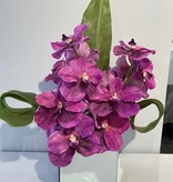 6" Mirror Cube with Purple Orchids