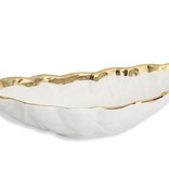 White Deep Oval Shaped Bowl With Gold Rim