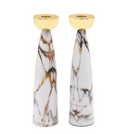 White Gold Marble Candlesticks