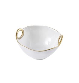White & Gold Handle Small Bowl