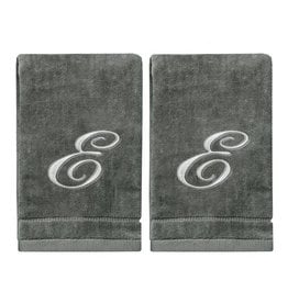2 Dark Gray Towels with Silver Letter E