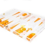 18" Lucite Backgammon - Orange /Clear